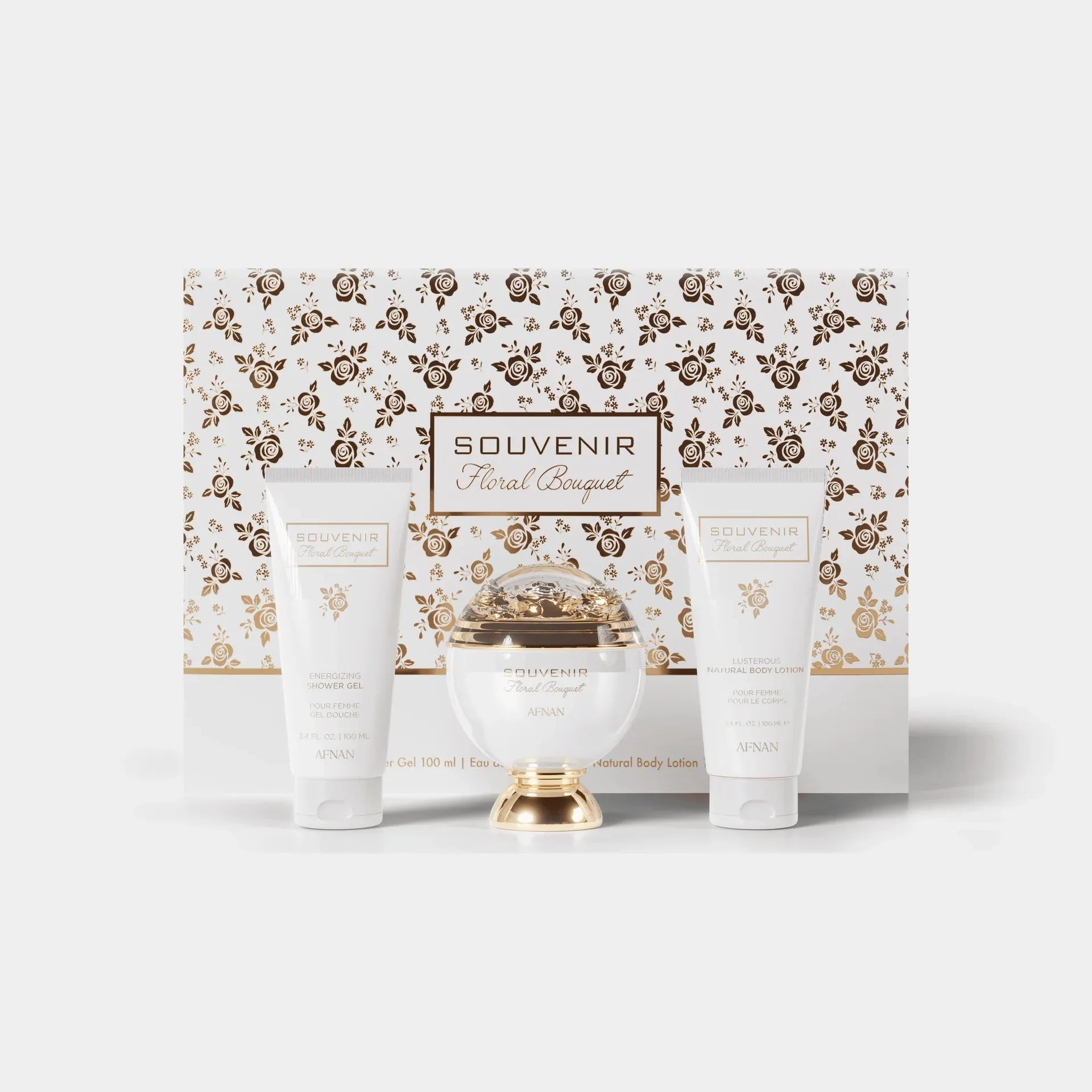 Afnan Souvenir Floral Bouquet EDP Shower Gel & Body Lotion Set for Women