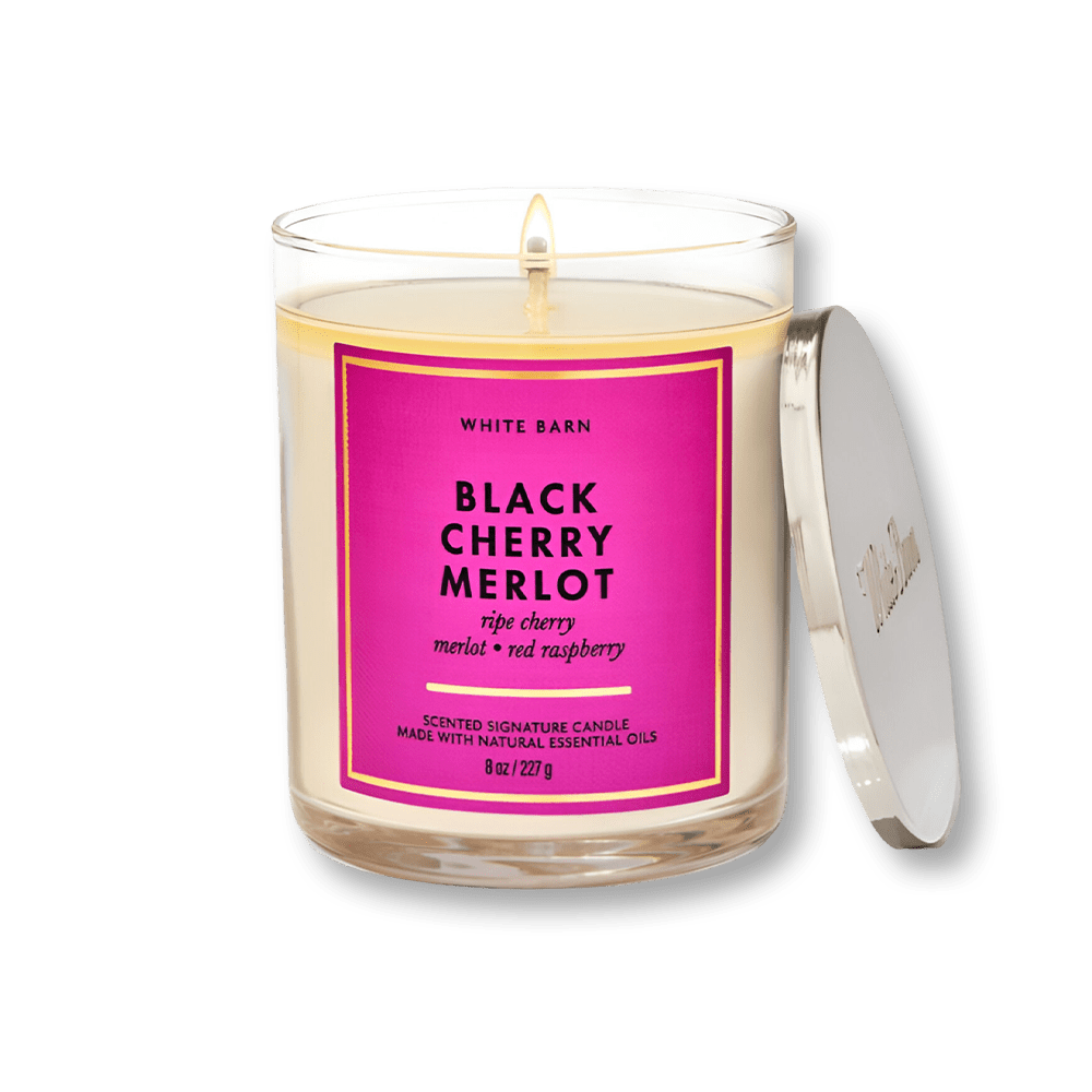 Bath & Body Works White Barn Black Cherry Merlot Scented Candle Size