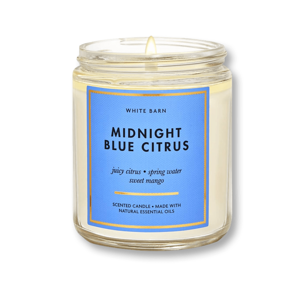 Bath & Body Works White Barn Midnight Blue Citrus Scented Candle Size