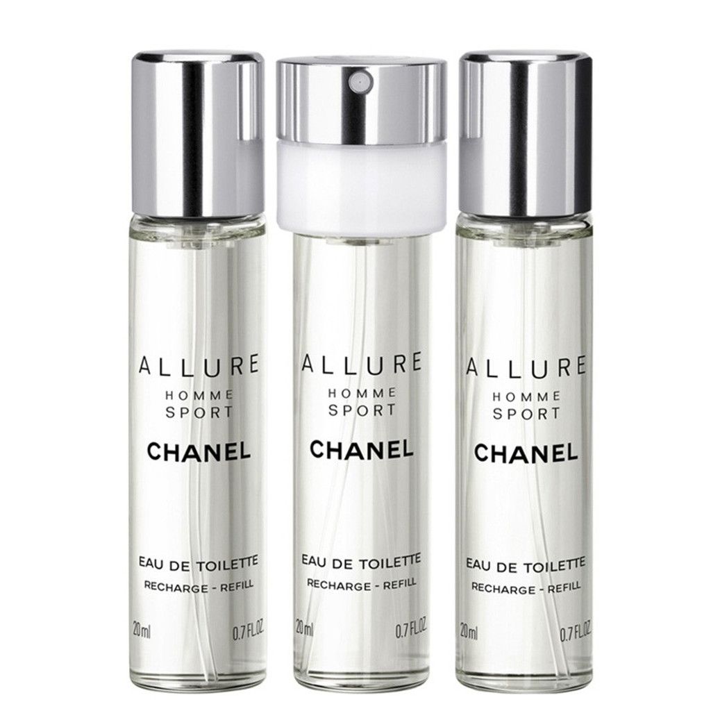 Chanel Allure Homme Sport EDT Refillable Travel Set Recharge Set - Three 20ml refill bottles