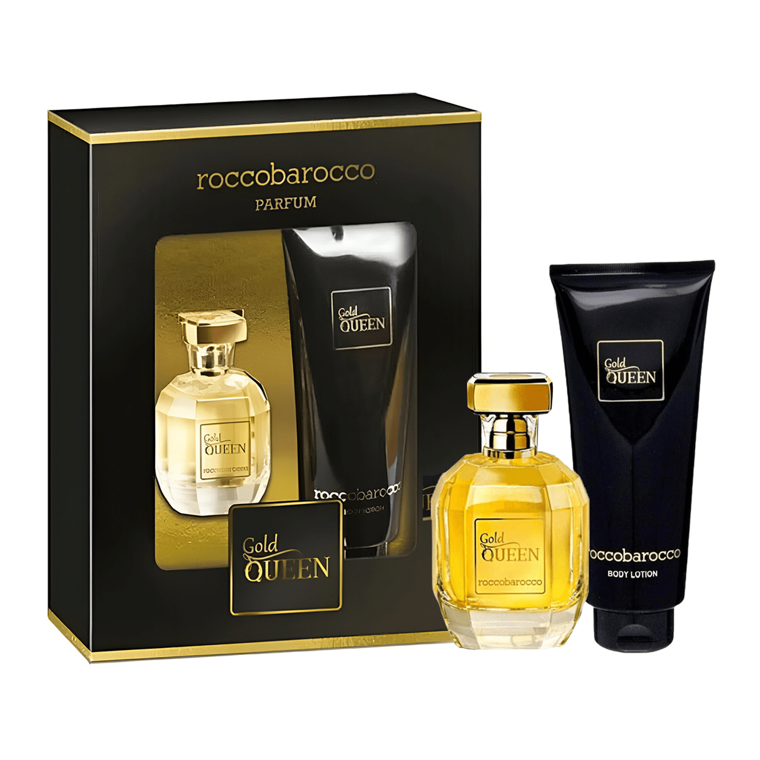 Roccobarocco Gold Queen EDP Body Lotion Set for Women