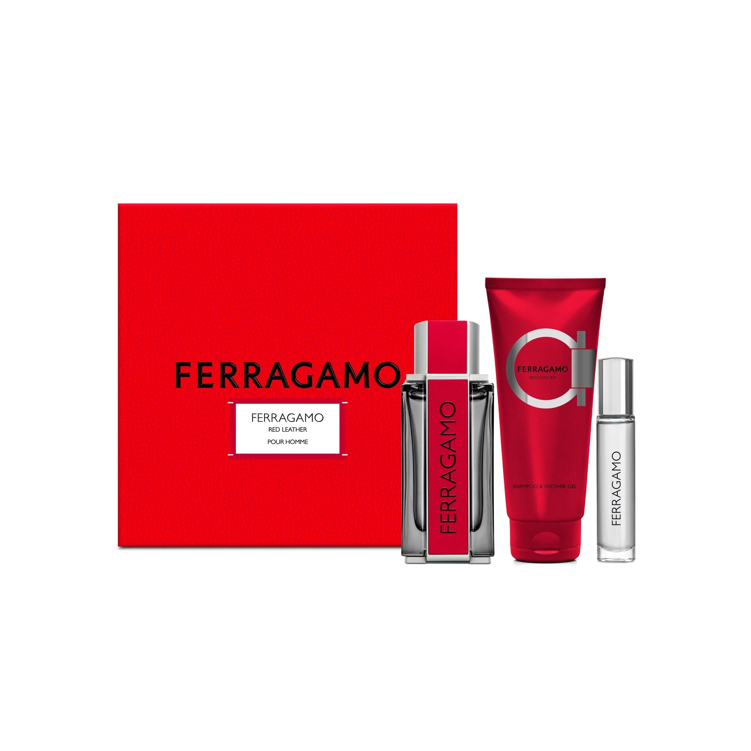 Salvatore Ferragamo Red Leather EDP Set for Men